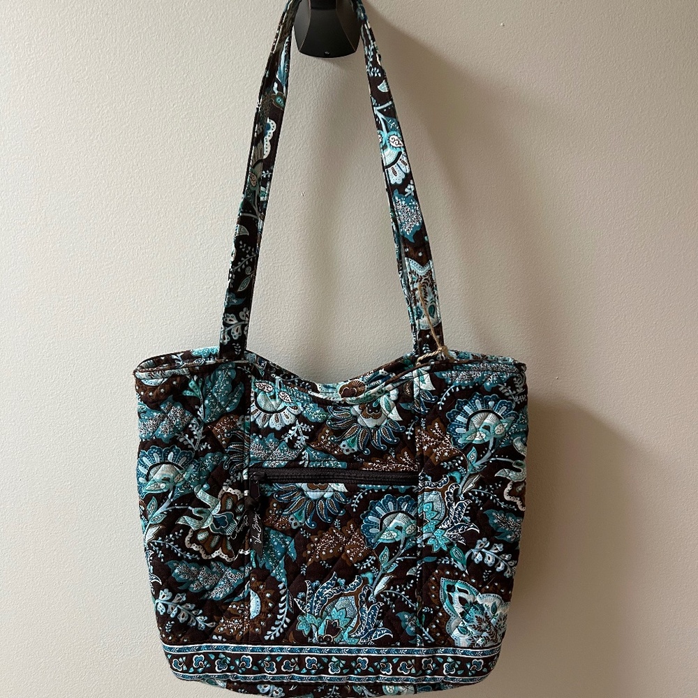Vera Bradley Brown Teal Floral Quilted Shoulder Bag